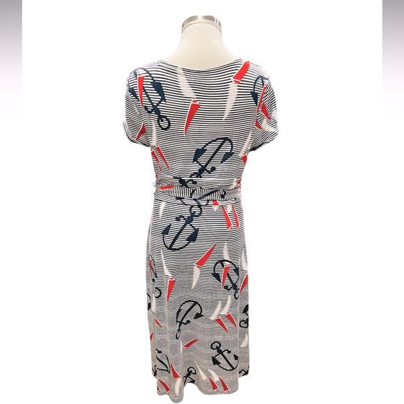 Talbots Dress Womens Faux Wrap Nautical V-neck Short Sleeve Size Small - Picture 4 of 4